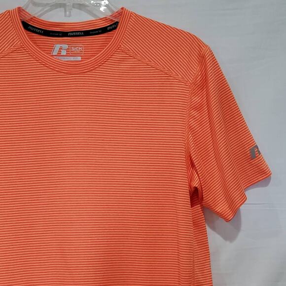 Russell Dri-Power 360 Orange Stripe Training Fit Short Sleeve Tee Small - Picture 10 of 12
